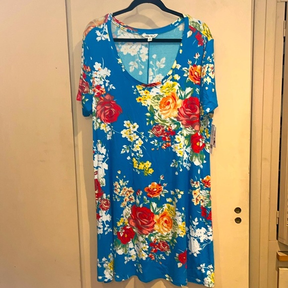 The Pioneer Woman NWT midi floral jersey knit capped sleeved dress size XXL - Picture 1 of 9